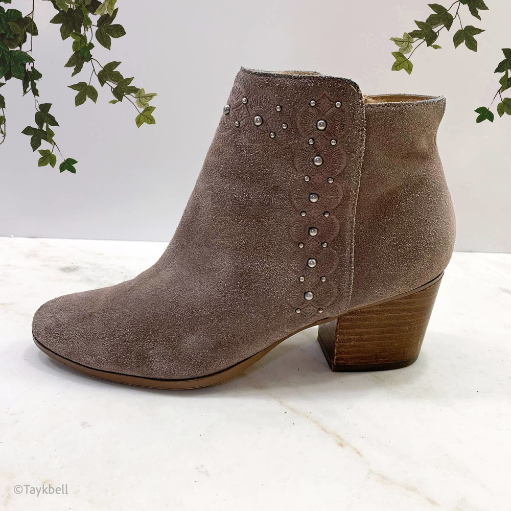 Sole Society Block Heel Ankle Booties Almond Toe 8